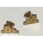 Inline Skate Earring Stud 14k Yellow Gold Large