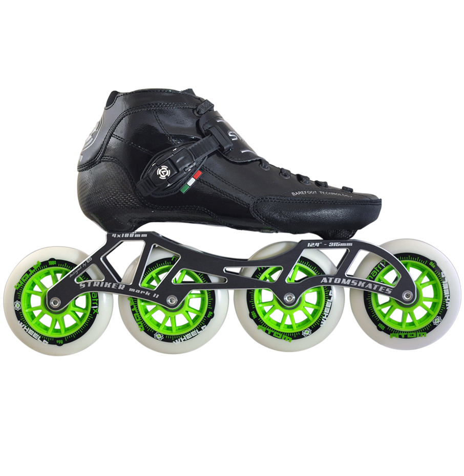 Luigino Strut Outdoor Inline Speed Skate Black/Silver 4 Wheel